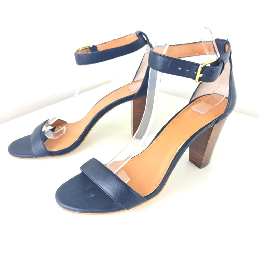 J.Crew Women Chunky Block Strappy Heel Pump Sandals Ankle Strap Size 9 Black